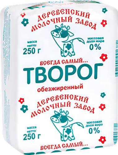 

Творог Деревенский молочный завод ГОСТ обезжиренный 0, без змж 250 г