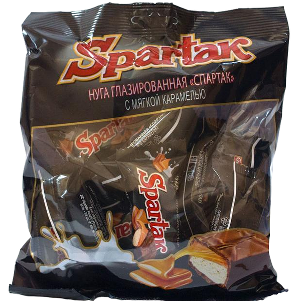 Конфеты Спартак Нуга глазированная с мягкой карамелью