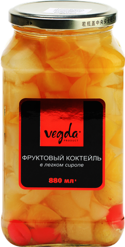 

Коктейль фруктовый Vegda в легком сиропе 880 мл