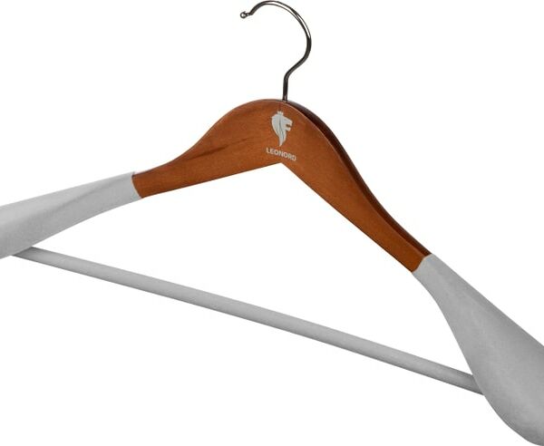 Вешалка Leonord с широкими плечами флокированная темно-коричневая