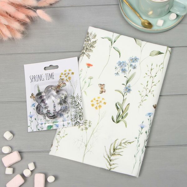 Набор подарочный Этель Весеннее время: полотенце и формочки для печенья, саржа