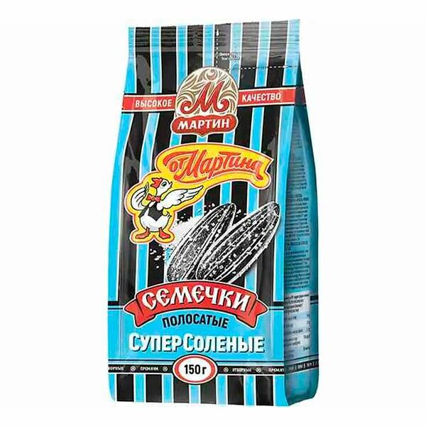 Семечки От Мартина полосатые обжаренные суперсоленые, 150 г