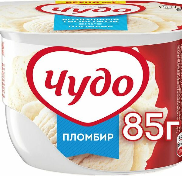 Десерт творожный Чудо Воздушный Творожок со вкусом пломбира 5.8% 85г