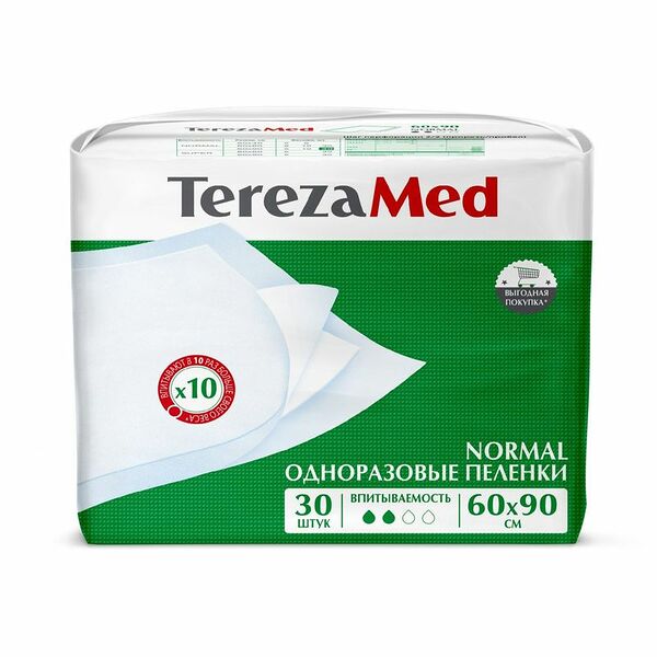Пеленки одноразовые TerezaMed Normal 60 см x 90 см 30 шт.