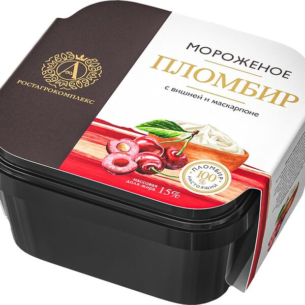Мороженое Ростагрокомплекс Пломбир с вишней и маскарпоне 15% 300г