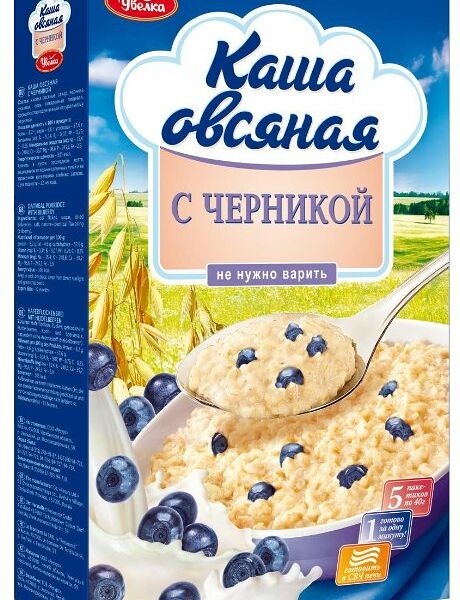 Каша овсяная Увелка с черникой, 5×40 г