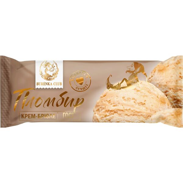 Мороженое Burenka Club пломбир крем-брюле бзмж