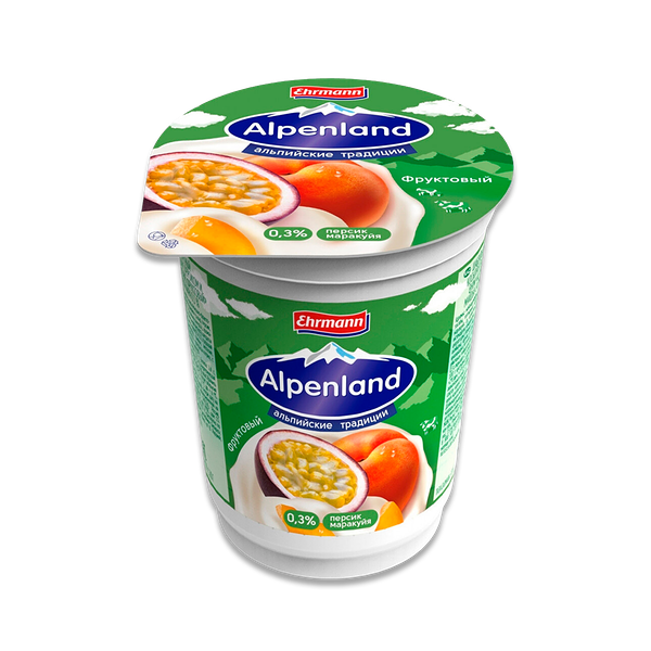 Йогурт Alpenland персик-маракуйя 0.3% 320 г