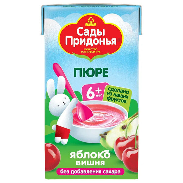 Пюре Сады придонья 125г яблоко вишня с 6 месяцев
