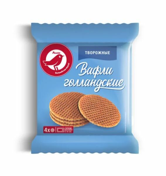 Вафли голландские АШАН Красная птица творожные