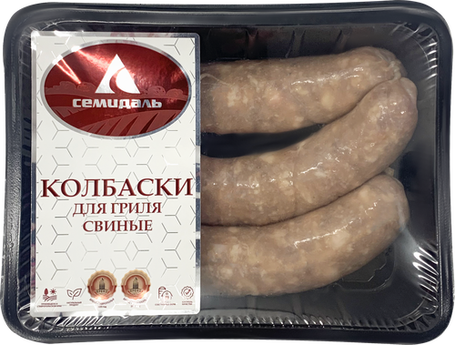 

Колбаски для гриля из свинины СЕМИДАЛЬ категория B, весовые