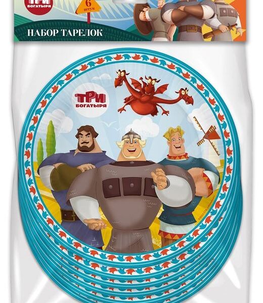 Набор одноразовых тарелок Nd play Три Богатыря 18 см, 6 шт