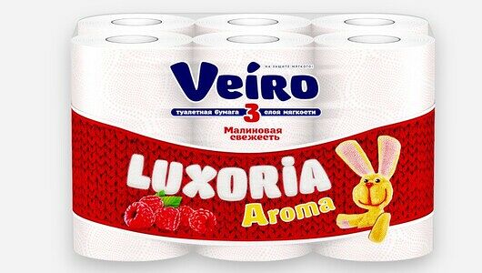 Бумага туалетная Veiro Luxoria с ароматом малины белая 3-слойная 12 рулонов