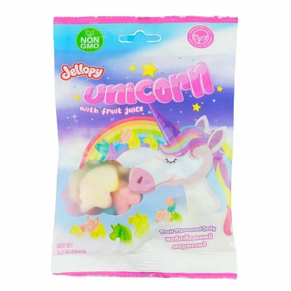 Мармелад жевательный Jellopy Единорог с фруктовым вкусом 100г