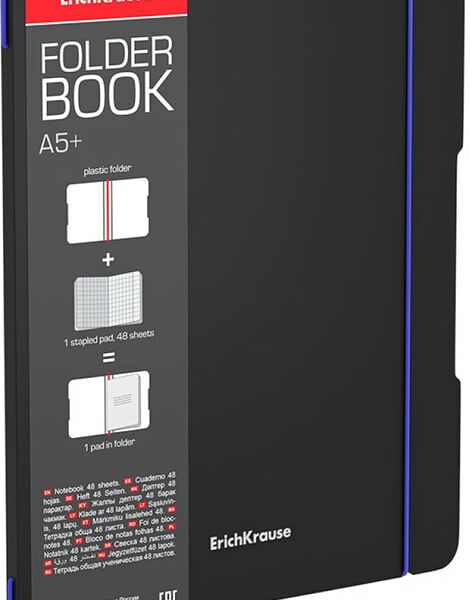 Тетрадь общая ErichKrause FolderBook Accent ученическая в съемной пластиковой обложке в клетку А5+ 48 листов
