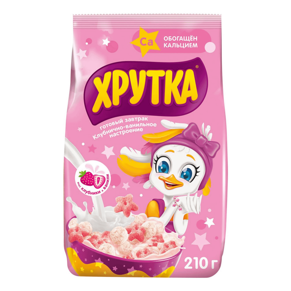 Готовый завтрак Хрутка со вкусом клубники и ванили, обогащенный кальцием 210г