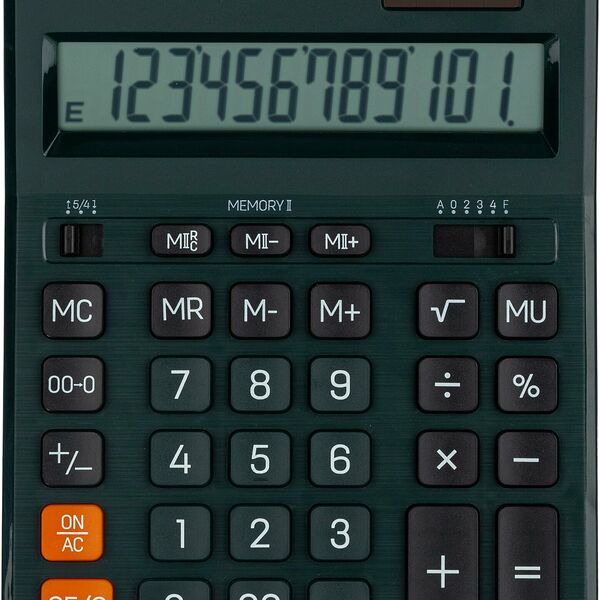 Калькулятор настольный ПОЛНОРАЗМ. Deli EM888F, 12-р,дв.пит.,202x159мм,т-зел
