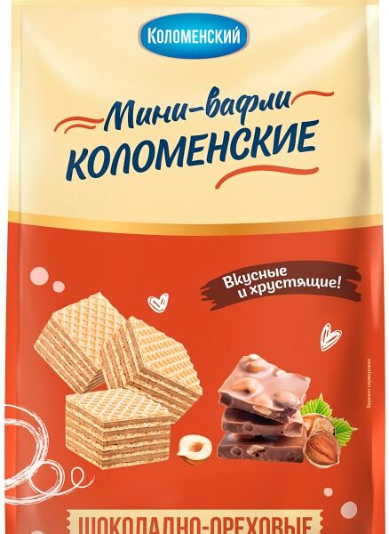 Вафли Коломенский Шоколадные со вкусом ореха 200г