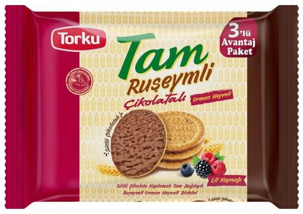 Печенье Torku Tam Ruseymli в молочном шоколаде с лесными ягодами