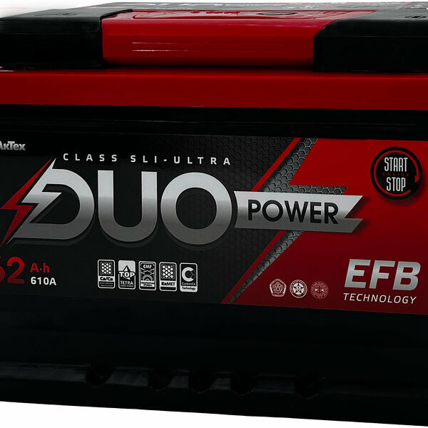 Аккумулятор DUO EFB 62 Ач 610 А обратная полярность, конус