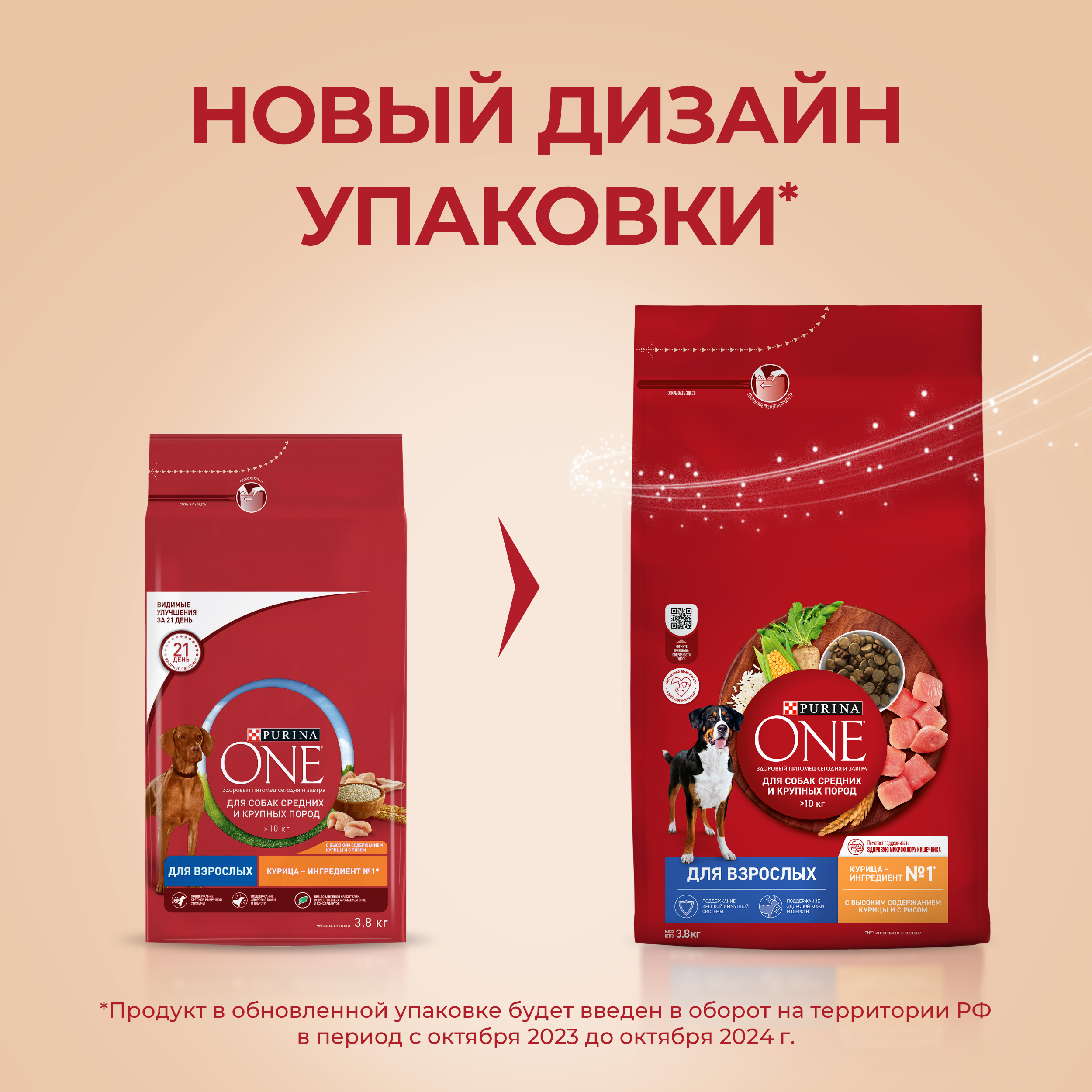 

Сухой корм Purina One для взрослых собак средних и крупных пород, с высоким содержанием курицы и с рисом 3.8 кг