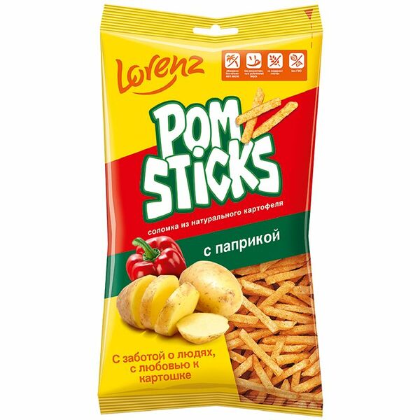 Чипсы картофельные соломкой Pomsticks с паприкой 100г