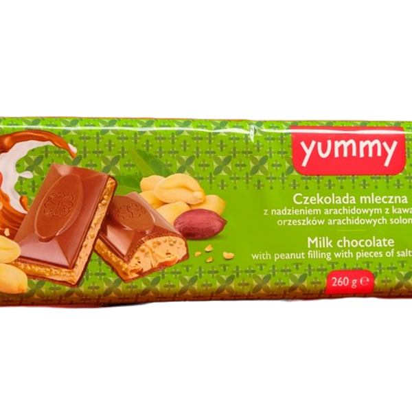 Шоколад молочный Yummy с арахисовой начинкой