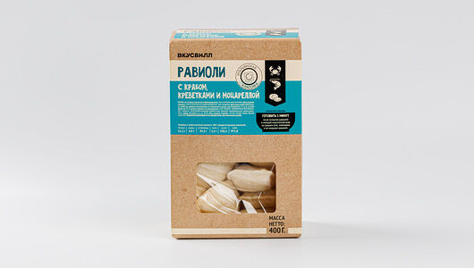 Равиоли Вкусвилл с крабом, креветками и моцареллой