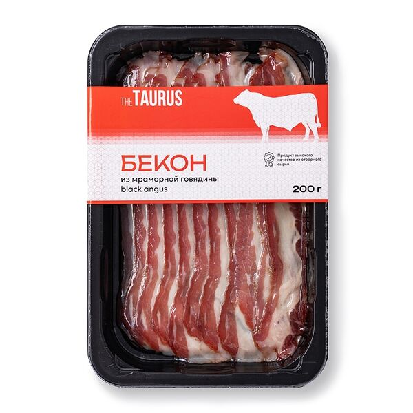 Бекон Taurus из мраморной говядины категории В сырокопченый, 200г