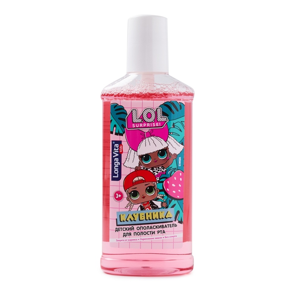 

Ополаскиватель для полости рта L.O.L Surprise! детский со вкусом клубники от 3 лет Longa Vita 250 мл