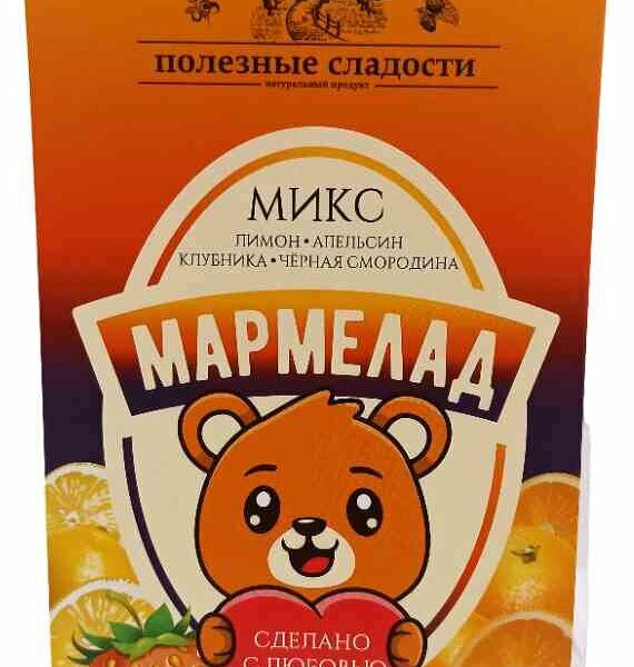 Мармелад натуральный желейно-фруктовый Полезные сладости Микс