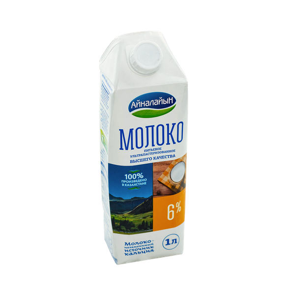 Молоко Айналайын питьевое ультрапастеризованное 6% 1 л