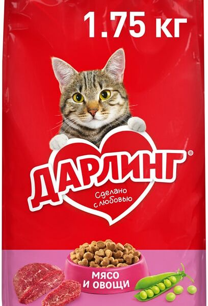 Сухой корм для кошек Дарлинг с мясом и овощами 1.75кг