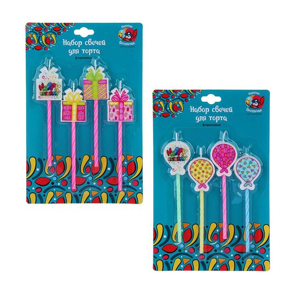 Капитан весельчак набор свечей для торта, 4 шт, формовые, 14,5х23см, 2 дизайна