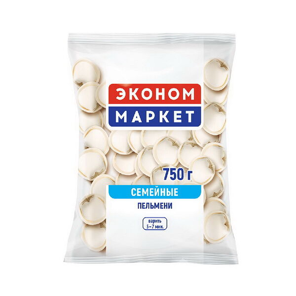 Пельмени Эконом Маркет Семейные П/ф рубл из мяса ц/бр в тесте 750г Санта Импекс