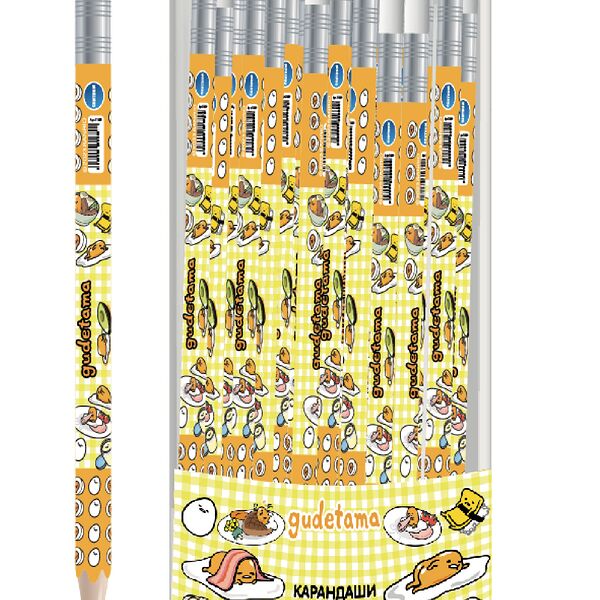 Карандаш чернографитный Centrum Gudetama с ластиком НВ, 1 шт