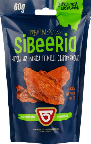 

Чипсы сыровяленые Омский Бекон из мяса птицы Sibeeria 60 г
