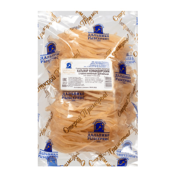 Кальмар командорский Дальпико-Рыбсервис сушено-вяленый, щупальца, 40г
