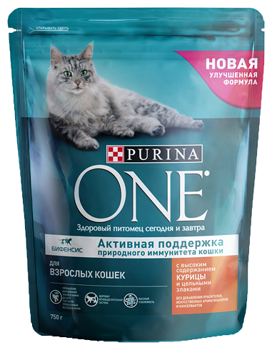 Корм для стерилизованных кошек Purina ONE с курицей и с цельными злаками