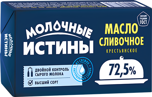 

Масло сливочное Молочные истины Крестьянское 72.5% 180 г