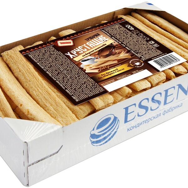 Трубочки хрустящие Essen со вкусом шоколада 400г
