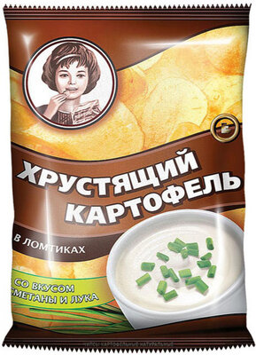 Чипсы картофельные Хрустящий картофель в ломтиках со вкусом Сметаны и лука