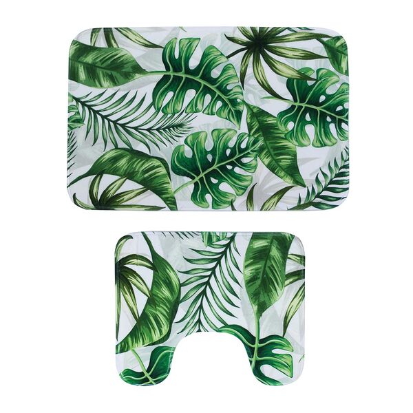 Vetta набор ковриков для ванной и туалета 45х75см + 45х45см, полиэстер, листья, 026