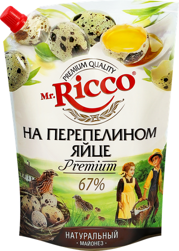 

Майонез Mr.Ricco на перепелином яйце 67% 800 мл