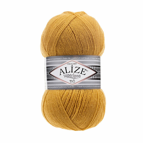 Пряжа ALIZE 'Superlana TIG' 100гр. 570м. (25%шерсть, 75%акрил)(2 темно-желтый)