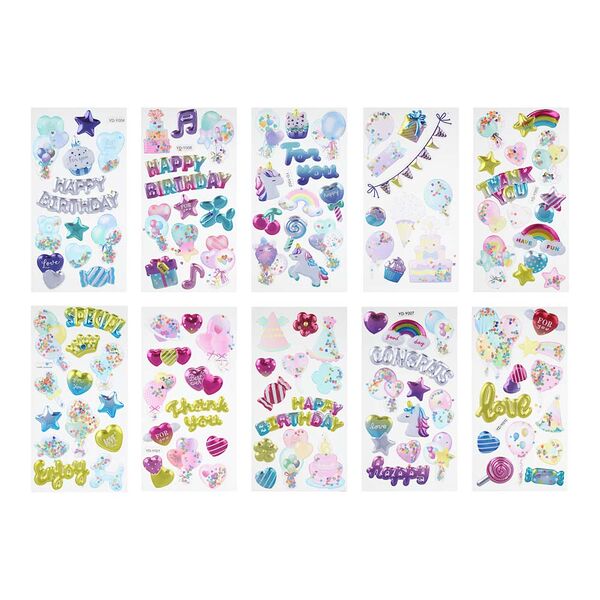 Набор наклеек декоративных Fntastic 22x9.5 см объемные перламутр., happy birthday пластик 10 диз.