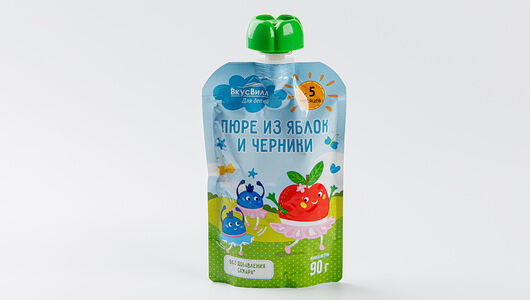 Пюре из яблок и черники