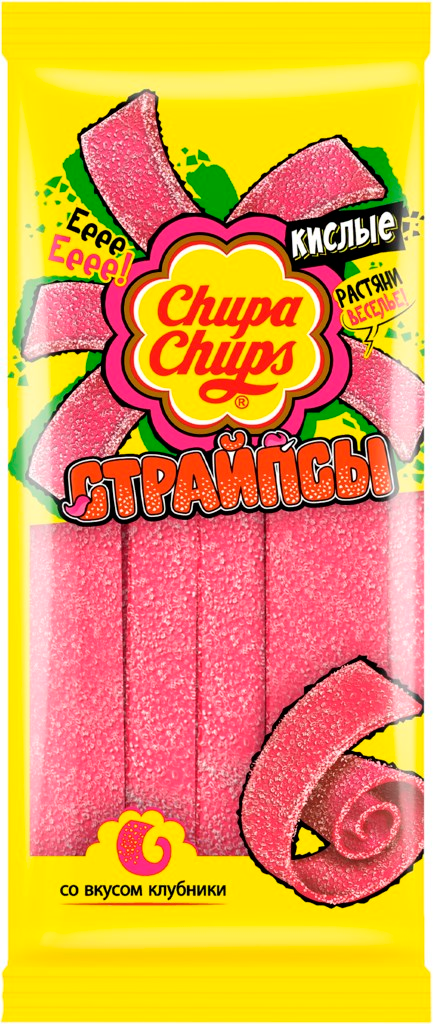 

Жевательный мармелад Chupa Chups Страйпсы кислые со вкусом клубники, 120 г