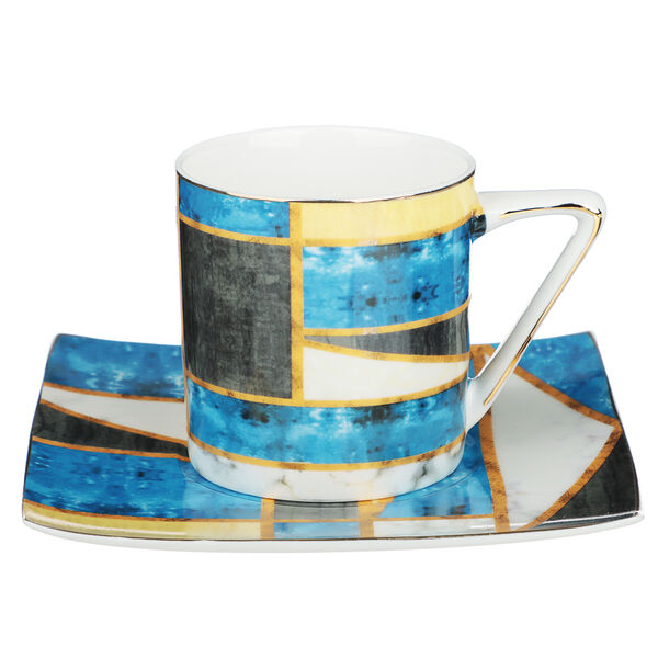 Millimi геометрия кобальт набор кофейный 2 предмета, 180 мл, 14 см, костяной фарфор