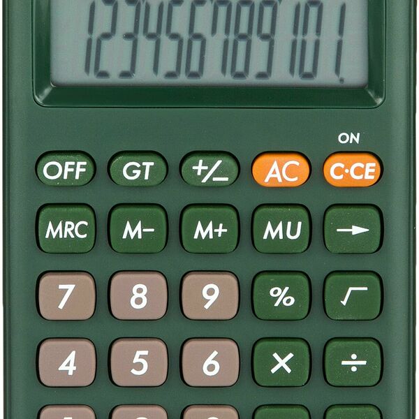 Калькулятор карманный Deli EM120,12-р, дв.пит., 118x70мм, зеленый